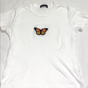 white short sleeve with butterfly
